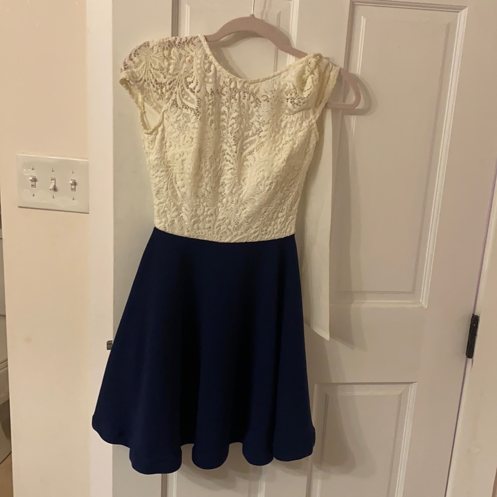 White and navy dress